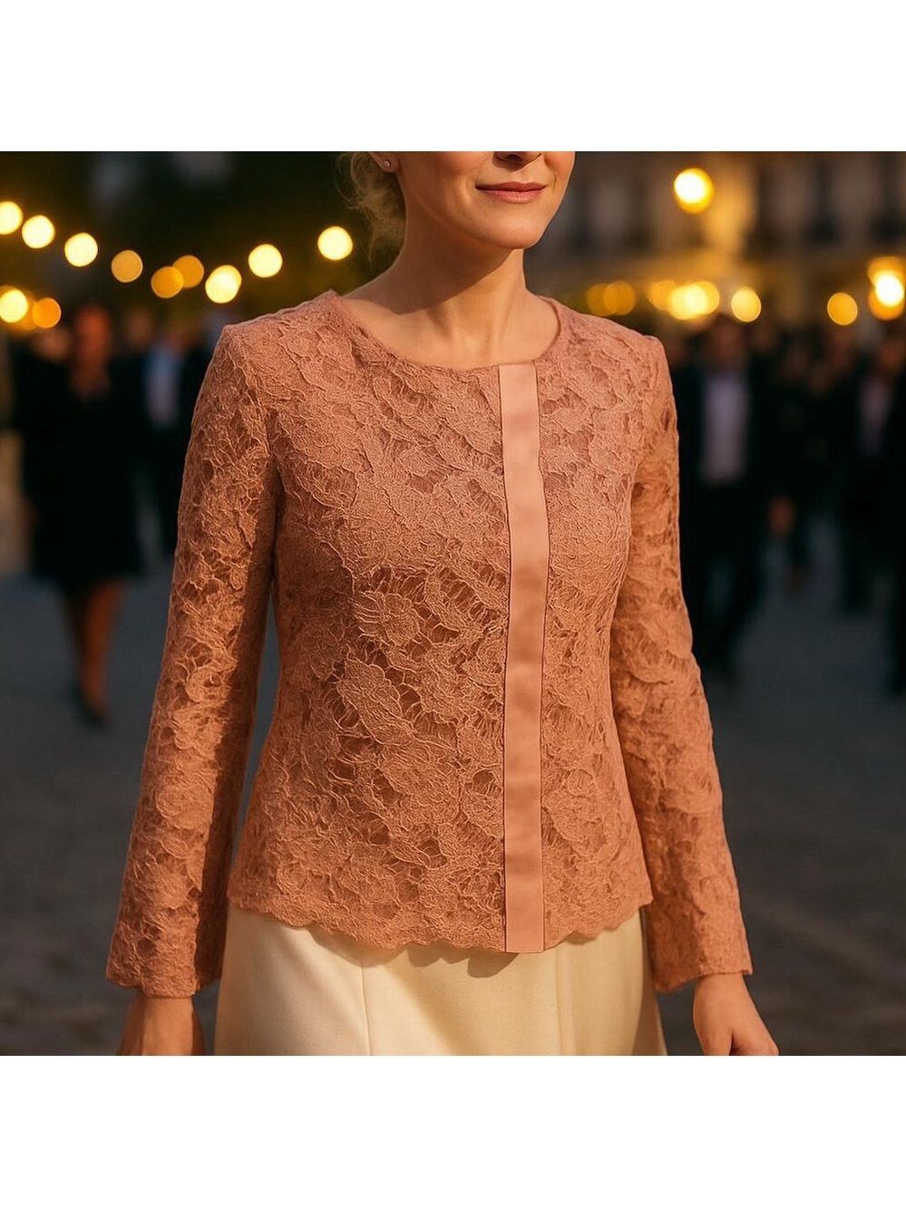 KATE & MALLORY PINK LACE ROMANTIC FEMININE LONG SLEEVE ZIP FRONT BLAZER SZ XL